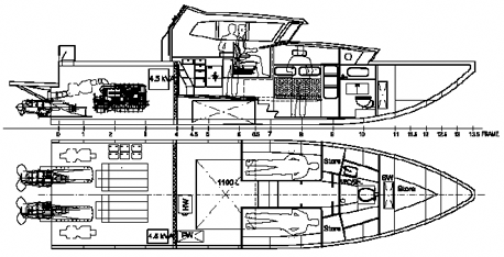 Illustration: General arrangements for Interceptor Craft 11 M