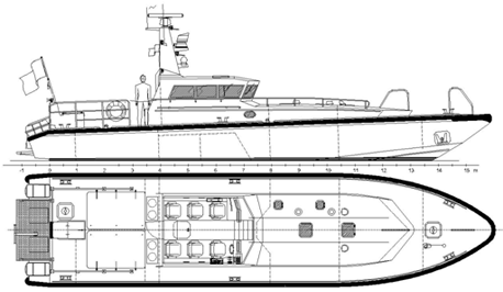 Illustration: General arrangements for Interceptor Craft 16 M