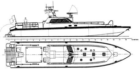 Illustration: General arrangements for Interceptor Craft 18 M