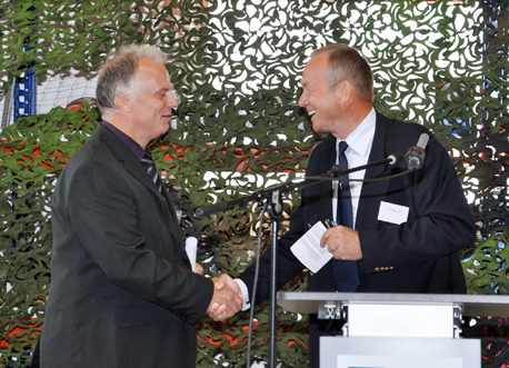 KA Sundin owner of Docksta Shipyard handing over the new boats to  Herr Bielke, Head of Fachstelle Maschinenwesen Nord.